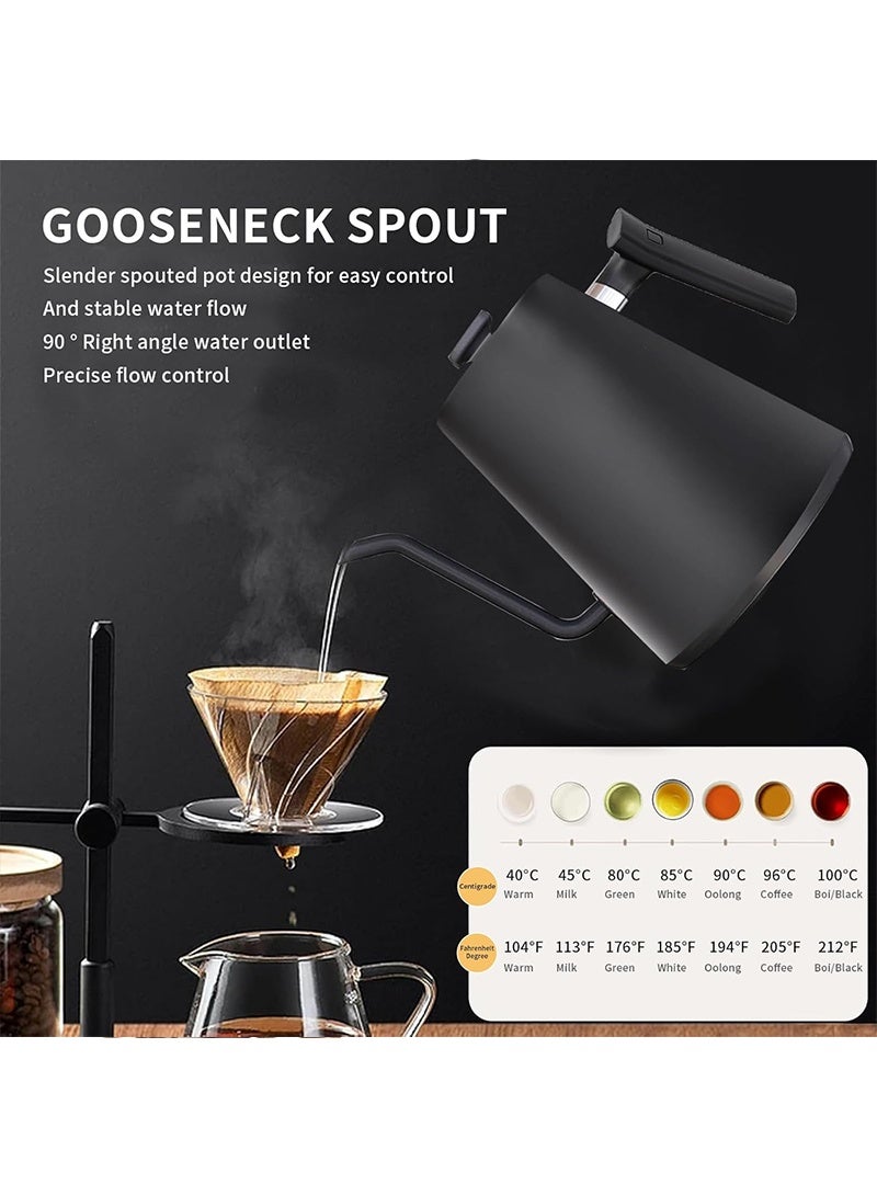 Yoawllty Tea Kettle, Electric Coffee Kettle with Precision Temp Control Auto Shut-Off,  24H Keep Warm Rapid Heating Stainless Steel Gooseneck Kettle Matte Black (1L, 1200W)  - Image 2