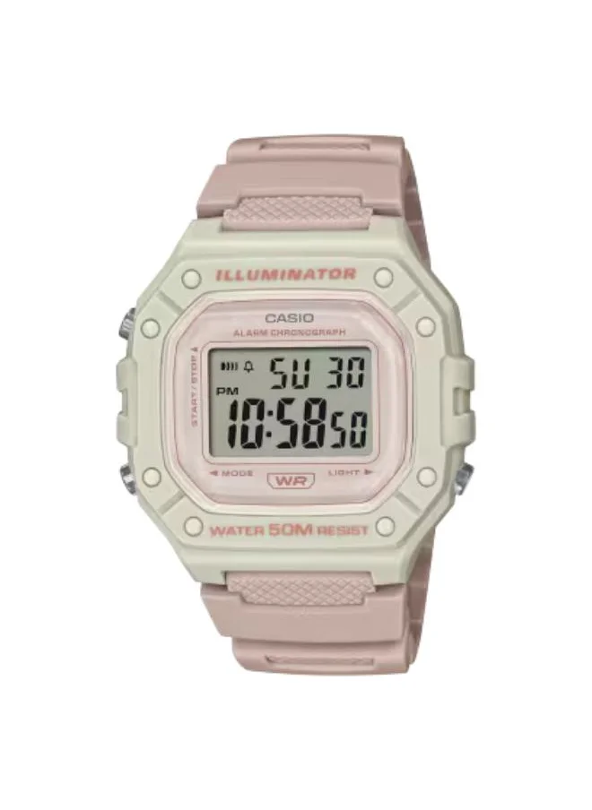 CASIO Men's Digital Display Watch With Pink Resin Strap - W-218HC-4A2VDF