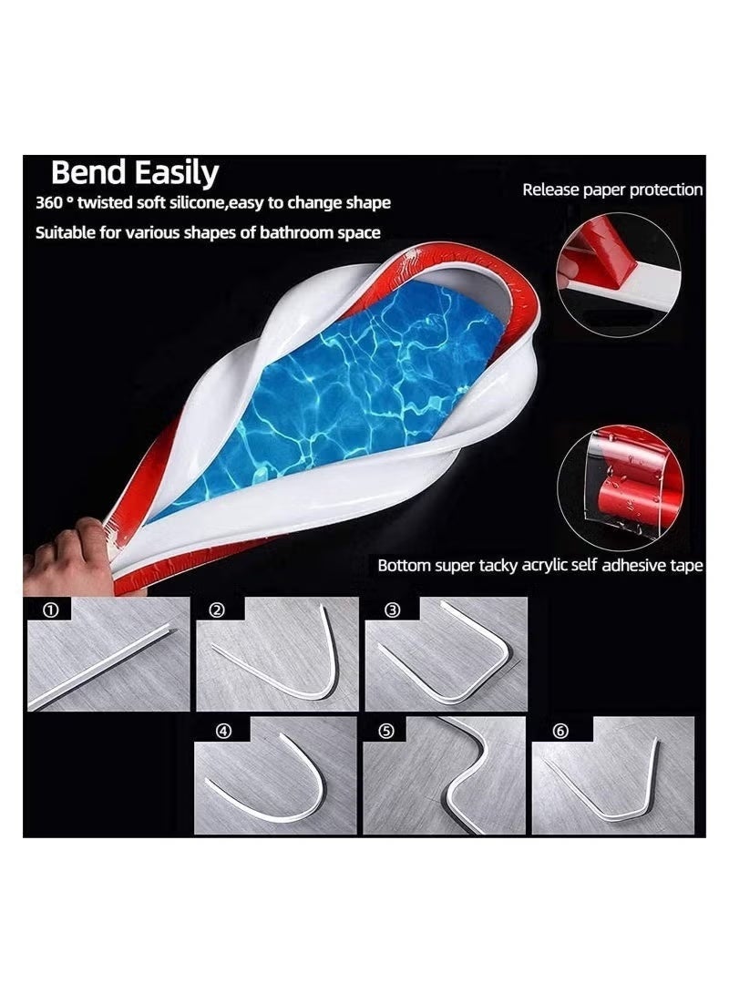 Two 1.2-meter self-adhesive silicone shower waterproof strips, door sill water-stop strips, floor water-stop strips, and wet/dry separation strips (white and black) for bathrooms and kitchens. - Image 2