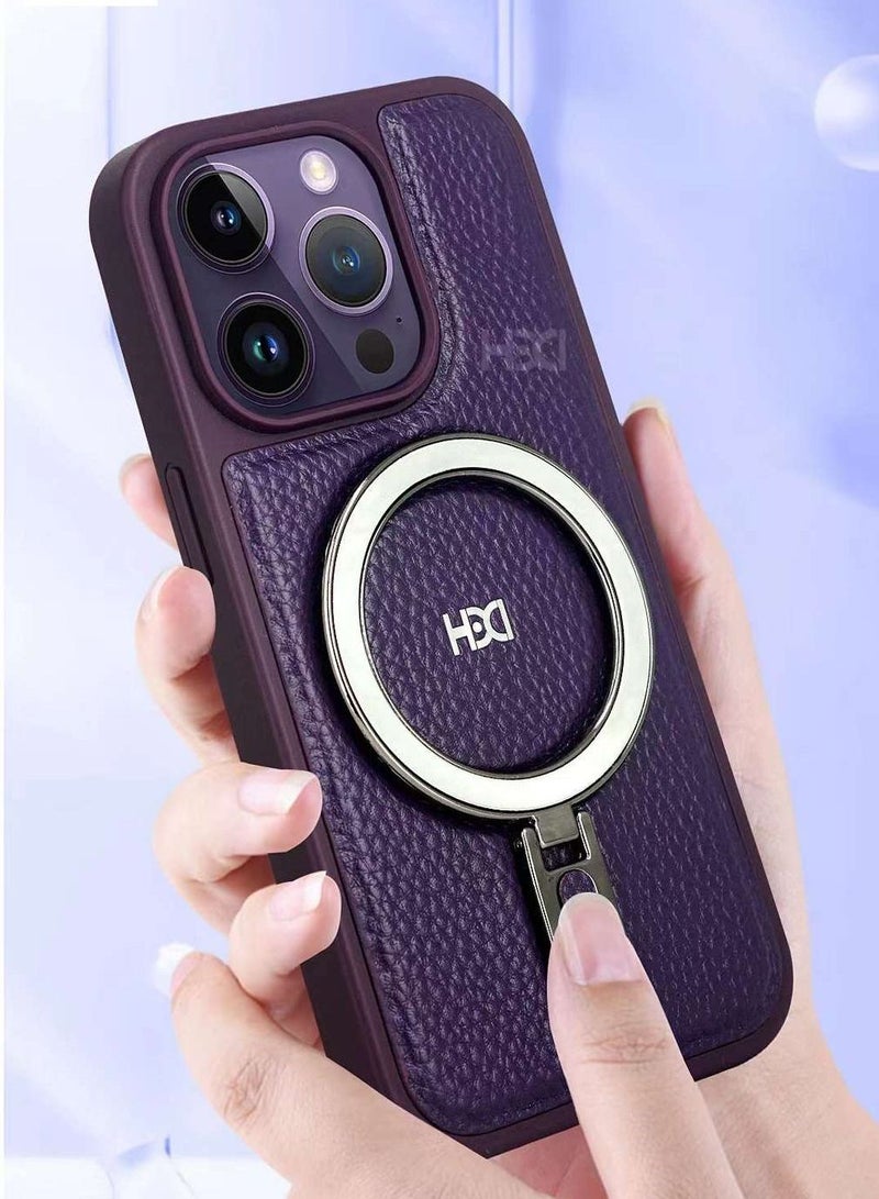 HDD Leather Case for iPhone 14 Pro Max Phone Case with Ring Holder Protective Shockproof Cover - Image 1
