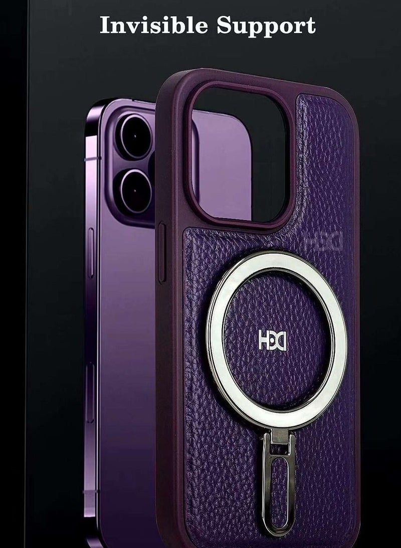 HDD Leather Case for iPhone 14 Pro Max Phone Case with Ring Holder Protective Shockproof Cover - Image 2