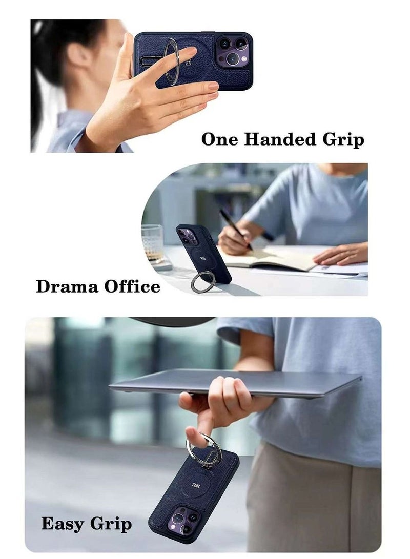 HDD Leather Case for iPhone 14 Pro Max Phone Case with Ring Holder Protective Shockproof Cover - Image 4