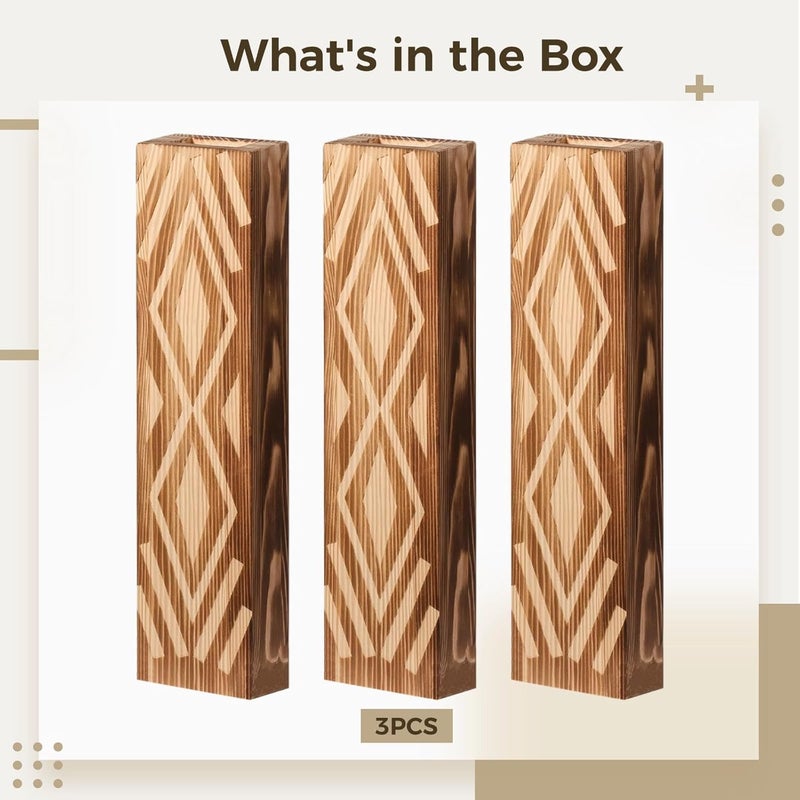 3 Piece Farmhouse Wall Vase, Wooden Grain Geometric Decor for Flowers - Image 3