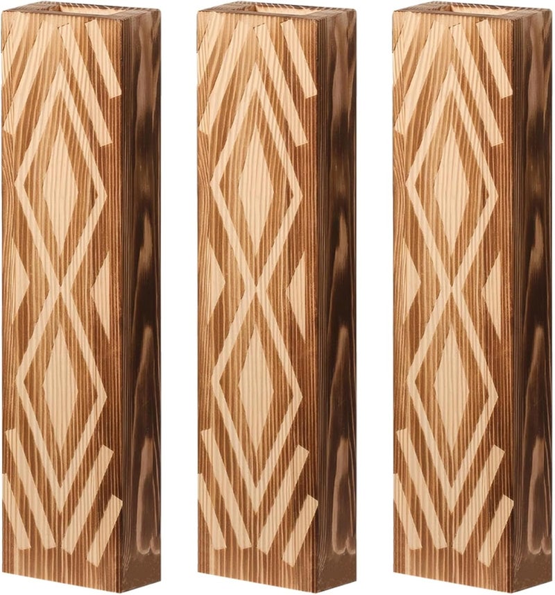 3 Piece Farmhouse Wall Vase, Wooden Grain Geometric Decor for Flowers - Image 1