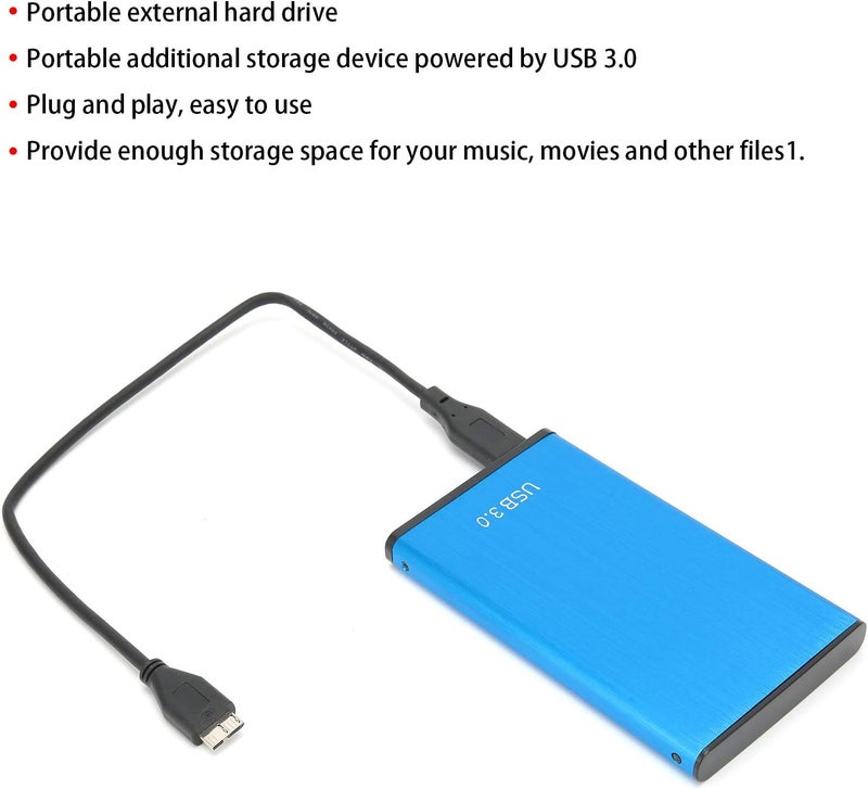 klarako 2.5 Inch Mobile Hard Drive, USB3.0 Mobile Hard Drive, Portable External Hard Drive, Portable External Storage, Plug and Play, 50130M / S, for Notebook, Desktop, Computer, PC(1TB) - Image 2