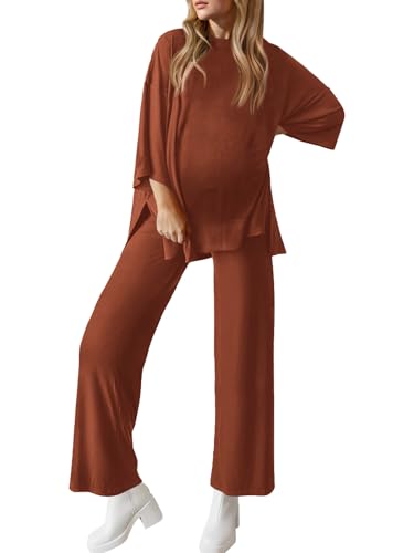 FMEYOA Women's Nursing Pajamas Maternity Pajama Postpartum PJS Breastfeeding Long Sleeve Top & Pants Sets with Pockets - Image 1