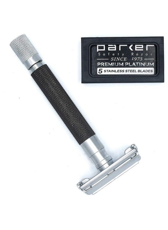Parker Safety Razor Parker 74R Butterfly Open Double Edge Safety Razor For Men And Women With 5 Parker Platinum Blades New For Spring 2021 (Graphite)  - Image 5