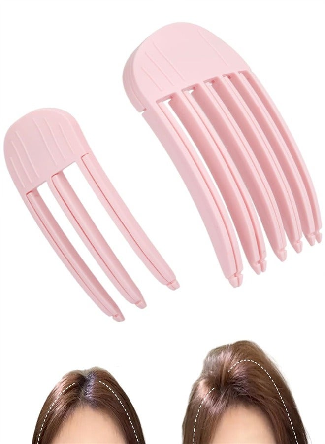 عدد 2 قطعة مشابك تكثيف الشعر للحصول على تسريحة شعر كثيفة ومنتفخة، أداة سهلة لرفع الشعر من الجذور للنساء والرجال، مشابك رفع الجذور بدون تجعيدات للحصول على تسريحة شعر طبيعية منتفخة ومنتفخة، مشط تصفيف الشعر، وردي - Image 1