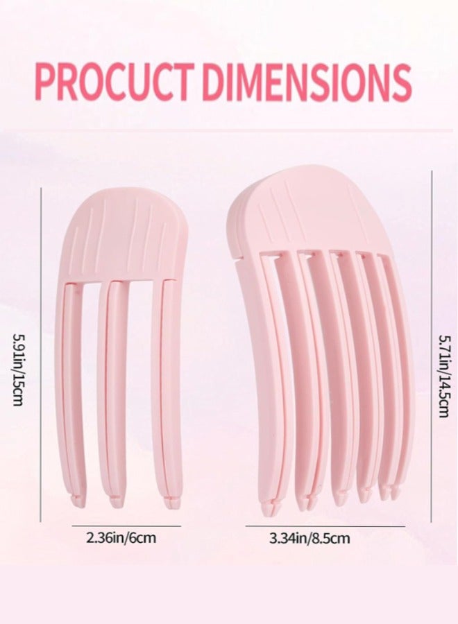 عدد 2 قطعة مشابك تكثيف الشعر للحصول على تسريحة شعر كثيفة ومنتفخة، أداة سهلة لرفع الشعر من الجذور للنساء والرجال، مشابك رفع الجذور بدون تجعيدات للحصول على تسريحة شعر طبيعية منتفخة ومنتفخة، مشط تصفيف الشعر، وردي - Image 2
