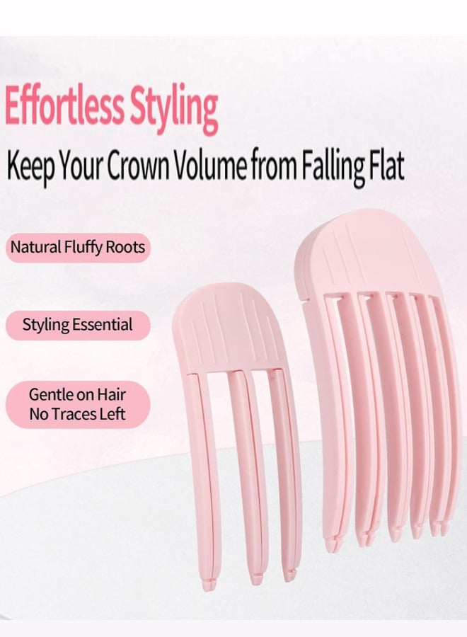 عدد 2 قطعة مشابك تكثيف الشعر للحصول على تسريحة شعر كثيفة ومنتفخة، أداة سهلة لرفع الشعر من الجذور للنساء والرجال، مشابك رفع الجذور بدون تجعيدات للحصول على تسريحة شعر طبيعية منتفخة ومنتفخة، مشط تصفيف الشعر، وردي - Image 3