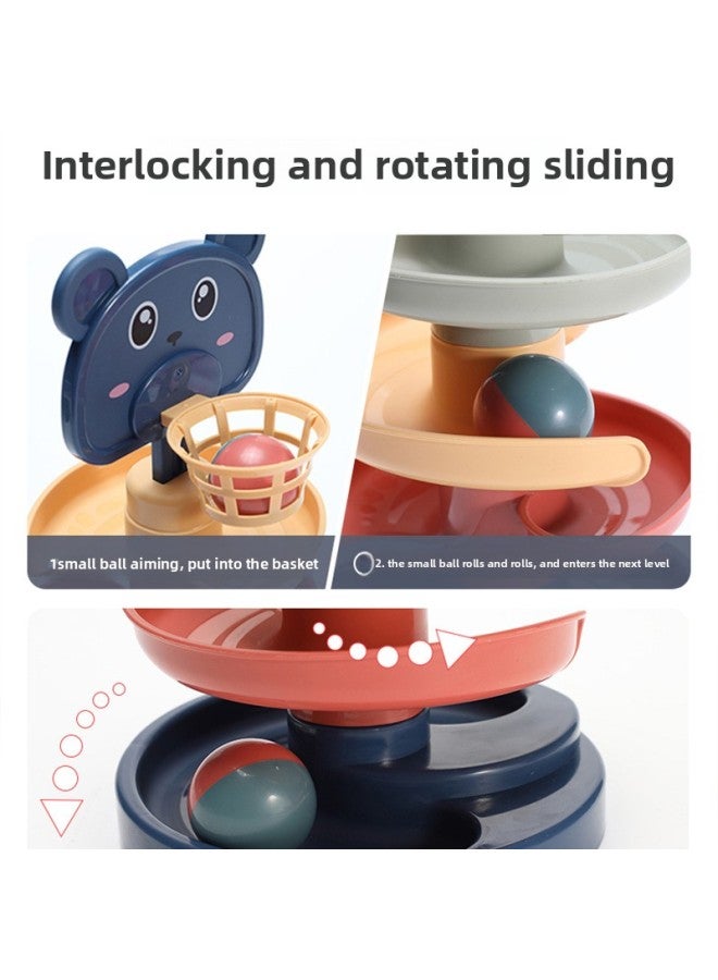 Baby Toys For More Than 6 Months Educational Early Education Boy 0 1 Year Old 12 7 8 8 9 Baby 3 Track Ball Turn-Color:3-layer Shooting Disassembly Track (2 Balls) Color Optional + Eight-tone Percussion Piano (send Music Score)