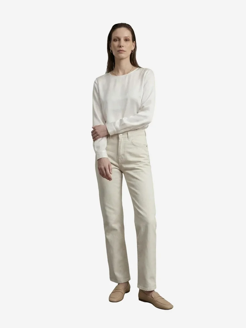 ماي فاشن MY FASHION High Waist Denim Straight Leg Pants with Pockets