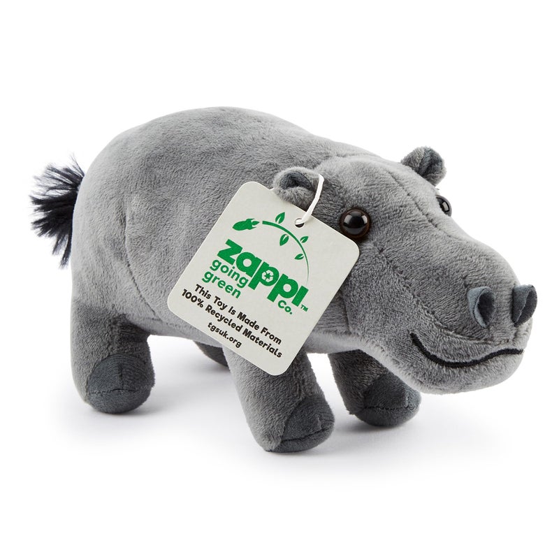 Zappi Co 100% Recycled Plush Toy, Hippo (23 cm Length) Soft, Cuddly, Environmentally Friendly Animal Collection for Newborn Child First Child - Image 1