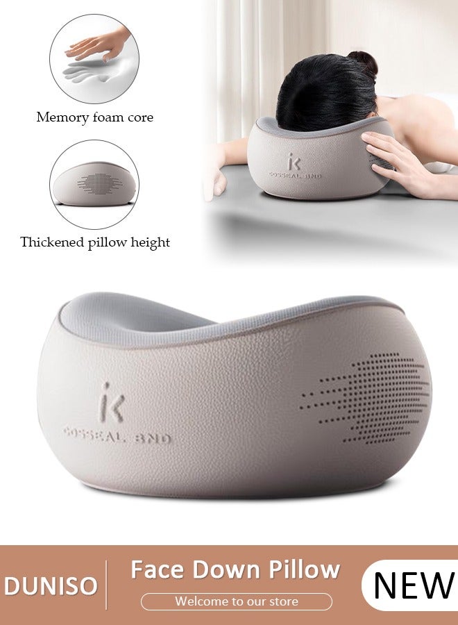 DUNISO Massage Face Pillow, Ergonomic Memory Office Nap Pillow, High Rebound Face Down Pillow for Sleeping, Face Rest Neck Head Cushion for Spa Salon Travel - Image 1