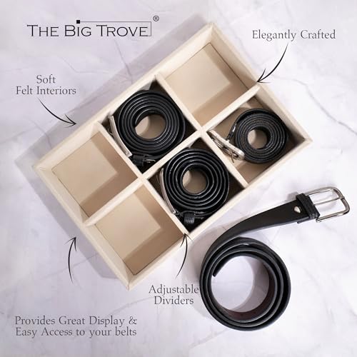 La Trove 6 Slot Belt Organizer Tray for Men & Women | Stackable Belt Storage & Display Tray for Wardrobe, Closet, Drawer & Dresser | Organizer for Formal & Casual Belts | Cream - Image 2