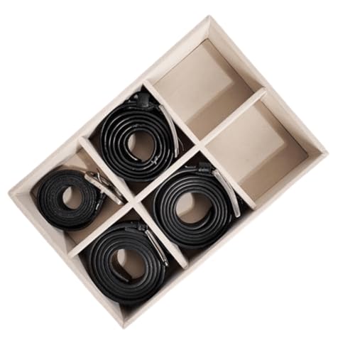 La Trove 6 Slot Belt Organizer Tray for Men & Women | Stackable Belt Storage & Display Tray for Wardrobe, Closet, Drawer & Dresser | Organizer for Formal & Casual Belts | Cream - Image 1