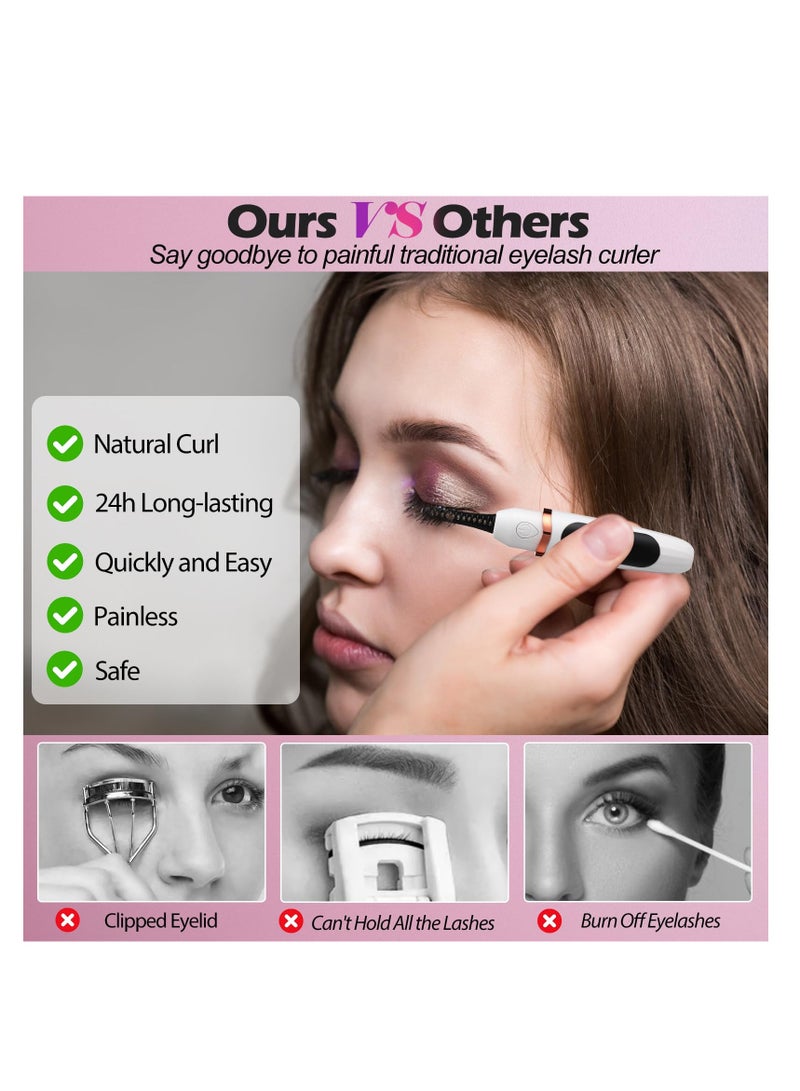 Heated Electric Eyelash Curler with 8-Second Fast Heating, LED Display, 3 Temperature Settings, and 24-Hour Long-Lasting Results for Perfect Lashes for Women and Girls. - Image 3