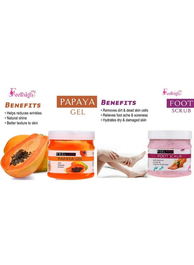 Feelhigh Face & Body Papaya Gel -500gm & Scrub 500gm- skin care products (Papaya Gel And Foot Scrub) - Image 2