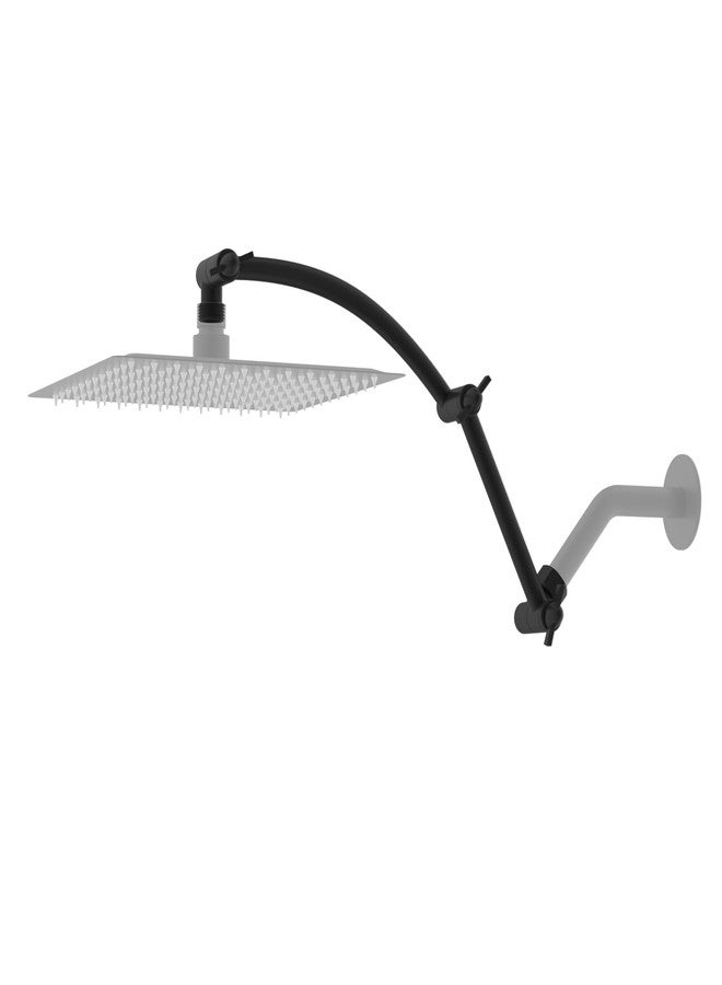 Hibbent All Metal 16'' Shower Head Extension Arm, Solid Brass Flexible Height & Angle Adjustable Shower Head Arm Extender with Lock Joints, Stainless Steel G1/2 Universal Connection, Matte Black - Image 1