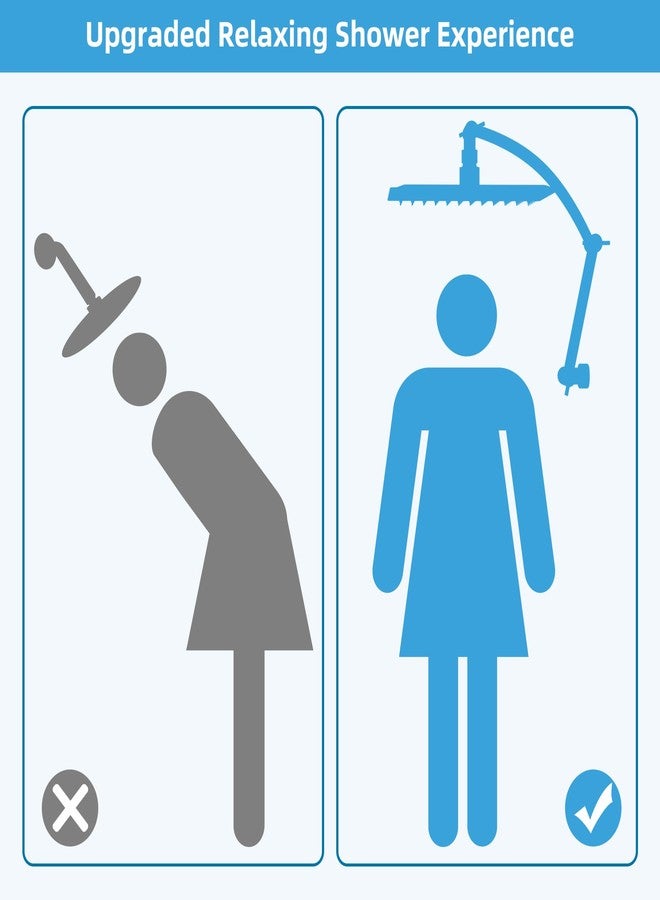 Hibbent All Metal 16'' Shower Head Extension Arm, Solid Brass Flexible Height & Angle Adjustable Shower Head Arm Extender with Lock Joints, Stainless Steel G1/2 Universal Connection, Matte Black - Image 5