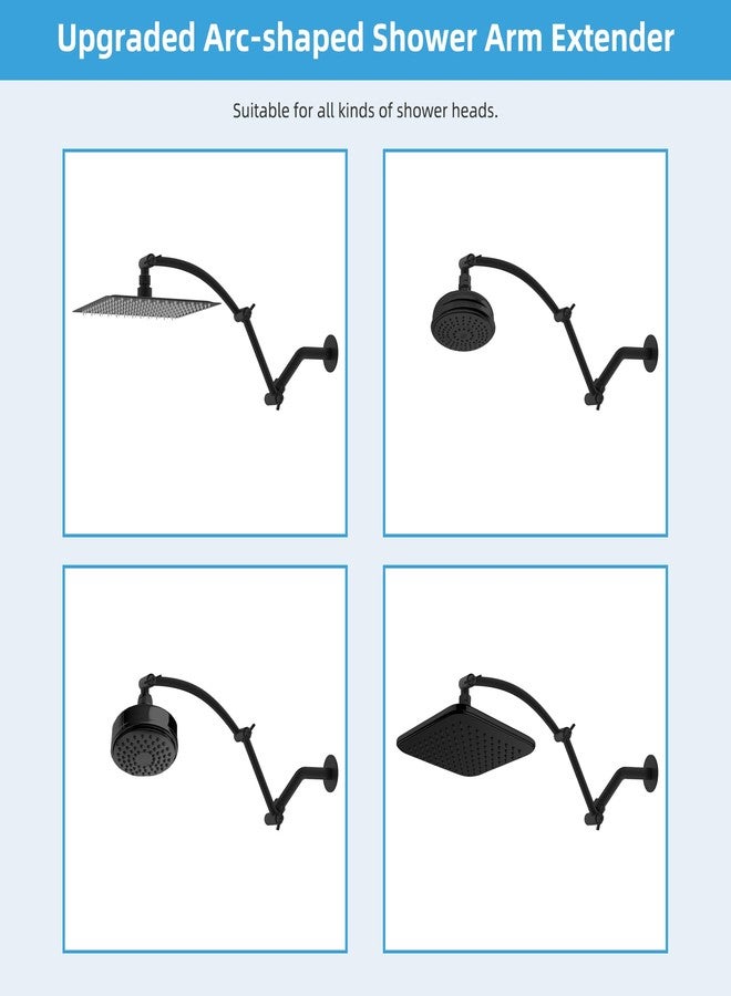 Hibbent All Metal 16'' Shower Head Extension Arm, Solid Brass Flexible Height & Angle Adjustable Shower Head Arm Extender with Lock Joints, Stainless Steel G1/2 Universal Connection, Matte Black - Image 4