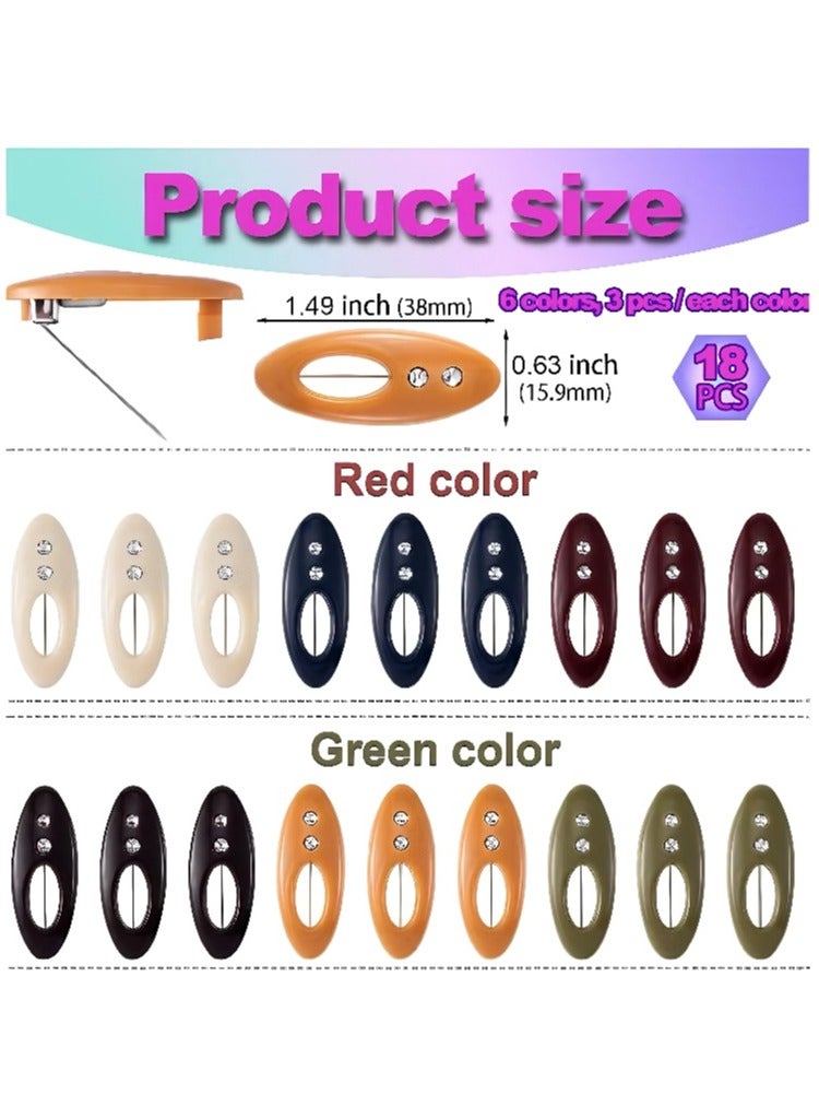 YUFAN 36PCS Headscarf Pin, Fashion Headscarf Pin, Brooch Scarf Pin Safety Lock, Baby Cloth Women's Diaper Pin Muslim Scarf Clothing, Hollow Mixed Colors and Rhinestones, 6 Colors - Image 5