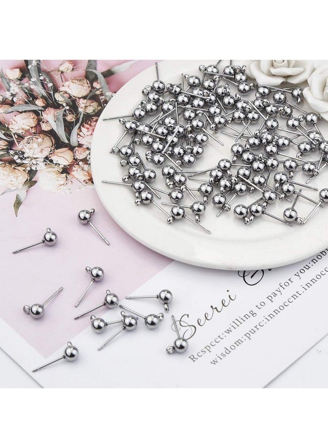 تونج كلاود 100 قطعة من أعمدة الأقراط المضادة للحساسية من Tongcloud، أقراط مرصعة من الفولاذ المقاوم للصدأ والفضة مع حلقات، أعمدة كروية 5 مم لصنع أقراط المجوهرات (فضي، 5 مم) - Image 4