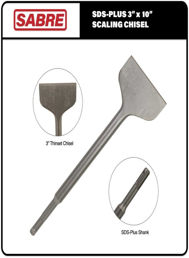 Sabre Tools SDS Plus Thinset Scraping Bit 3” x 10”, Thinset Scaling Chisel, SDS Chisel Bit for Hammer Drills - Tile Removal - Image 3