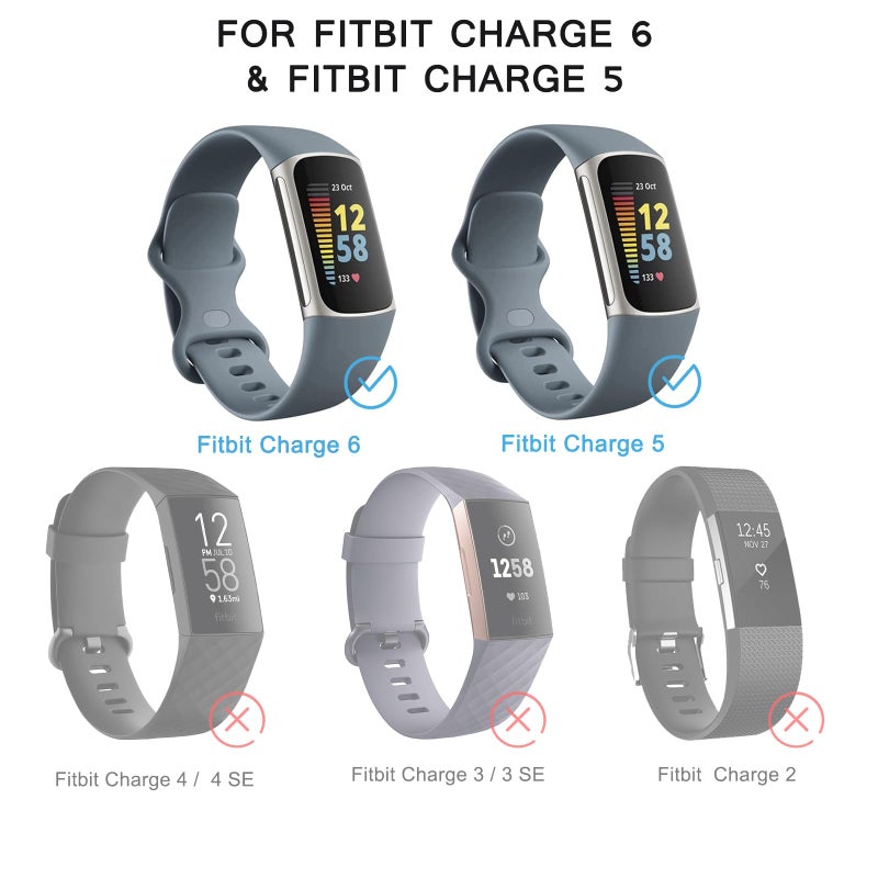Tobfit 6 PACK Sport Bands Compatible with Fitbit Charge 5 Bands for Women Men, Soft Silicone Waterproof Straps Replacement Wristbands Compatible for Fitbit Charge 5 Watchband,Small, Pale - Image 2
