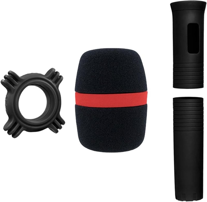 Black Microphone Protective Cover with Windproof Foam and Anti Slip Rings - Image 1