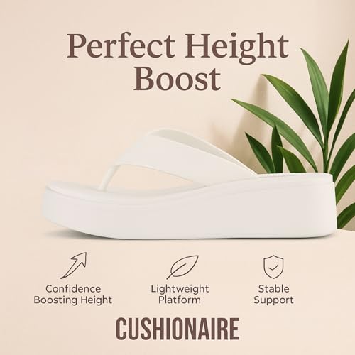 CUSHIONAIRE Women's Pippin thong platform sandal with +Memory Foam, White 8 - Image 2