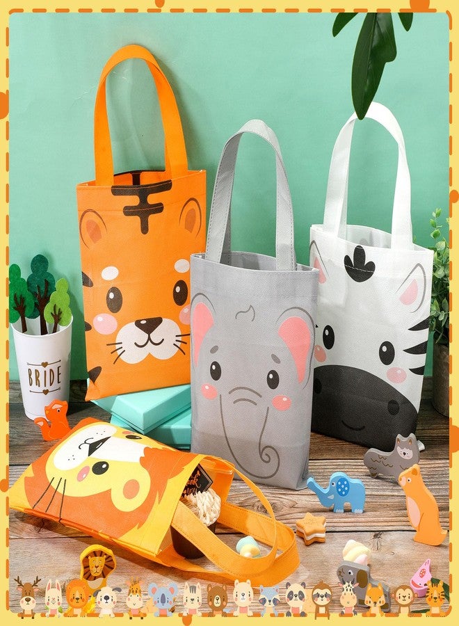 Photect 32 Pcs Safari Party Favor Bags Non Woven Jungle Animal Goodie Treat Bags with Handles Lion Tiger Elephant Monkey Giraffe Gift Pack for Kids Safari Themed Party Birthday Baby Shower Supplies - Image 4