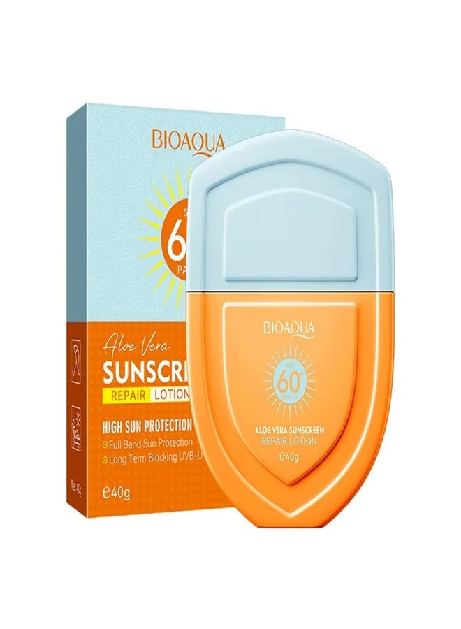 BIOAQUA Aloe Vera Sunscreen Repair Lotion SPF 60+ PA+++ High Sun Protection Blocking UVB UVA 40g / 1.41oz - Image 1