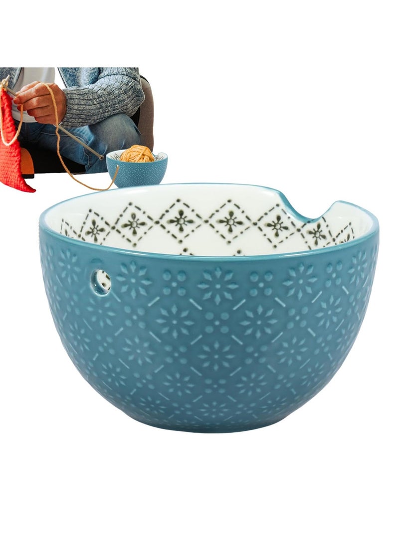 Zikra Yarn Bowl for Crocheting, Knitting Bowls for Yarn, Ceramic Round Crochet Bowls,  Yarn Storage Bowl , Portable Crochet Bowls, Exquisite Yarn Holder Bowl for Crocheting, Ideal Knitting Crochet Gift - Image 1
