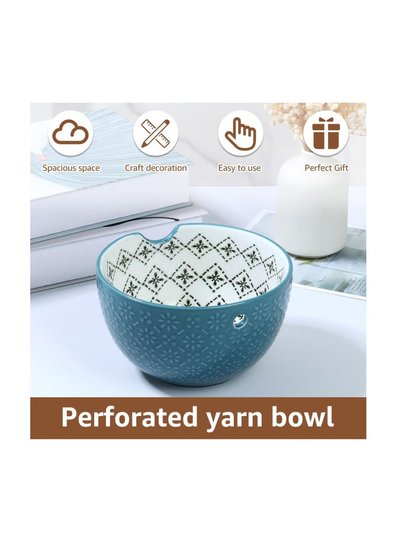 Zikra Yarn Bowl for Crocheting, Knitting Bowls for Yarn, Ceramic Round Crochet Bowls,  Yarn Storage Bowl , Portable Crochet Bowls, Exquisite Yarn Holder Bowl for Crocheting, Ideal Knitting Crochet Gift - Image 4