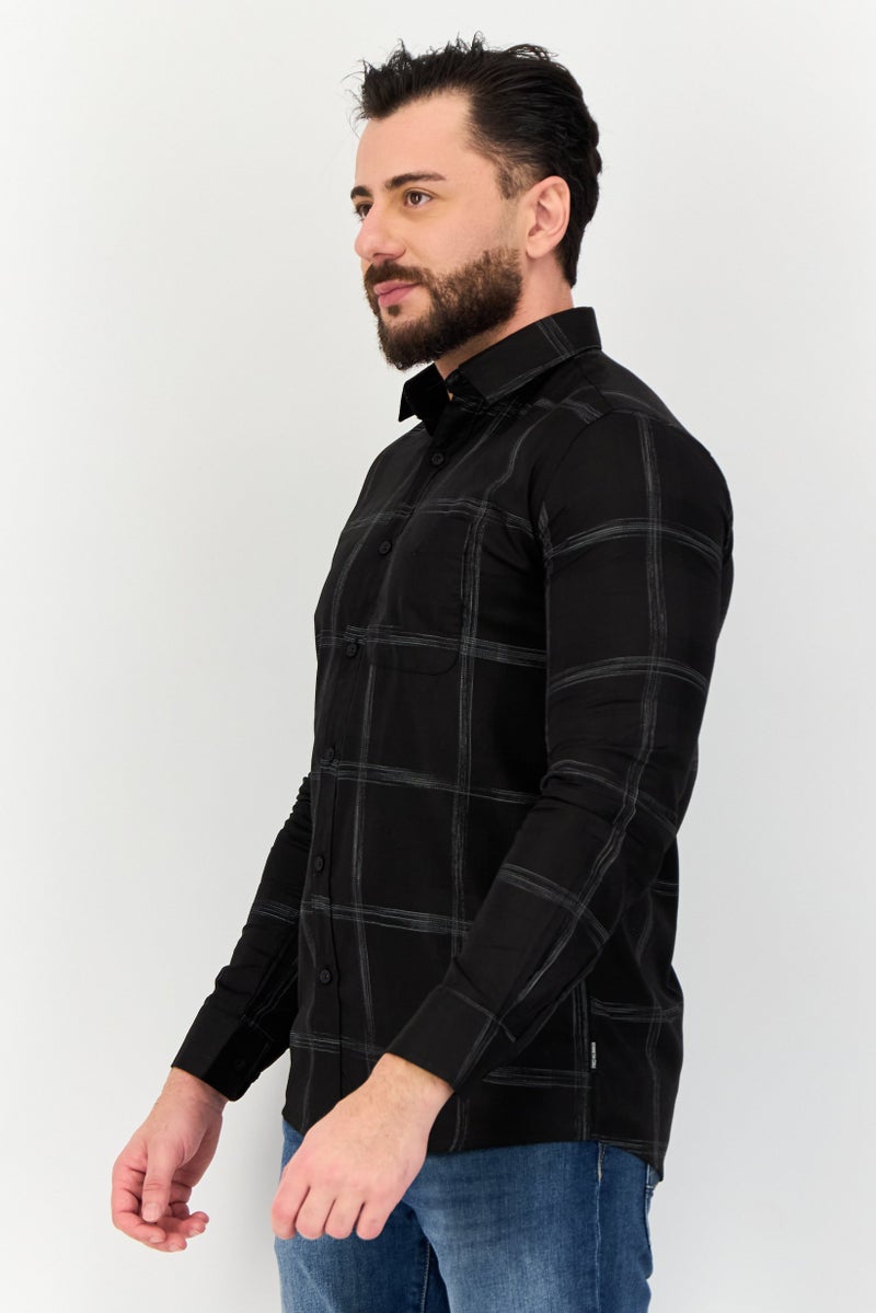 Kenneth Cole Men Regular Fit Windopane Long Sleeve Shirt, Multicolor - Image 2