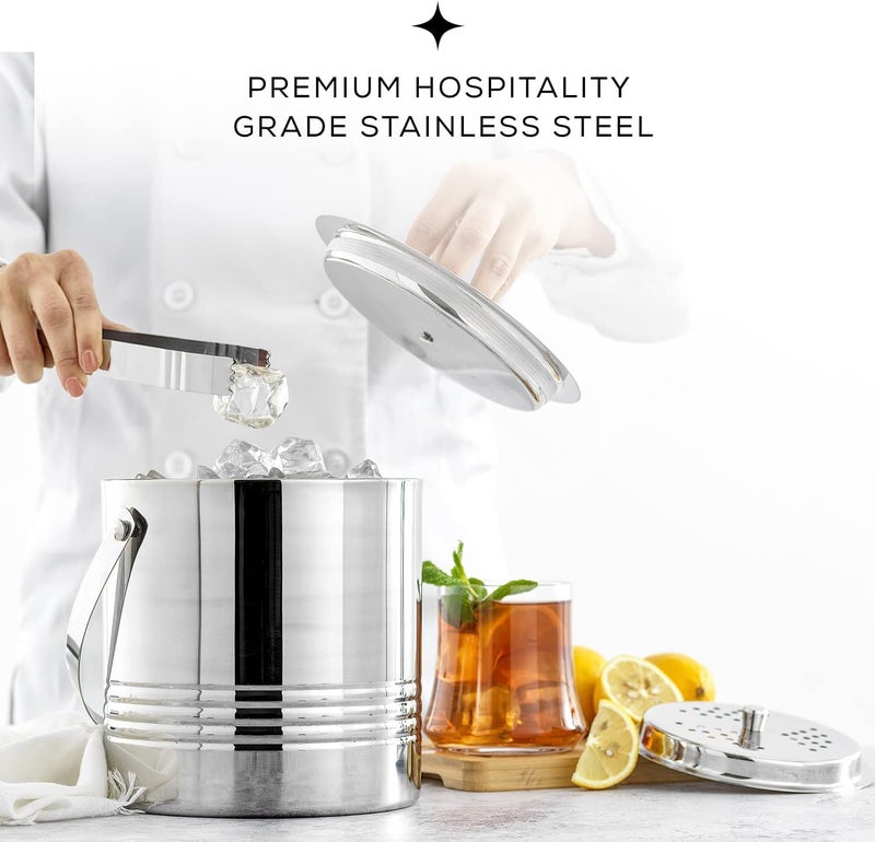 Taluka With T Logo Newly Launched Taluka 15 Litre1500 ML Pro Edition Big Size Double Walled Stainless Steel Insulated Ice Bucket with Lid Ice Tong Peg Maker Pack of 3  - Image 3