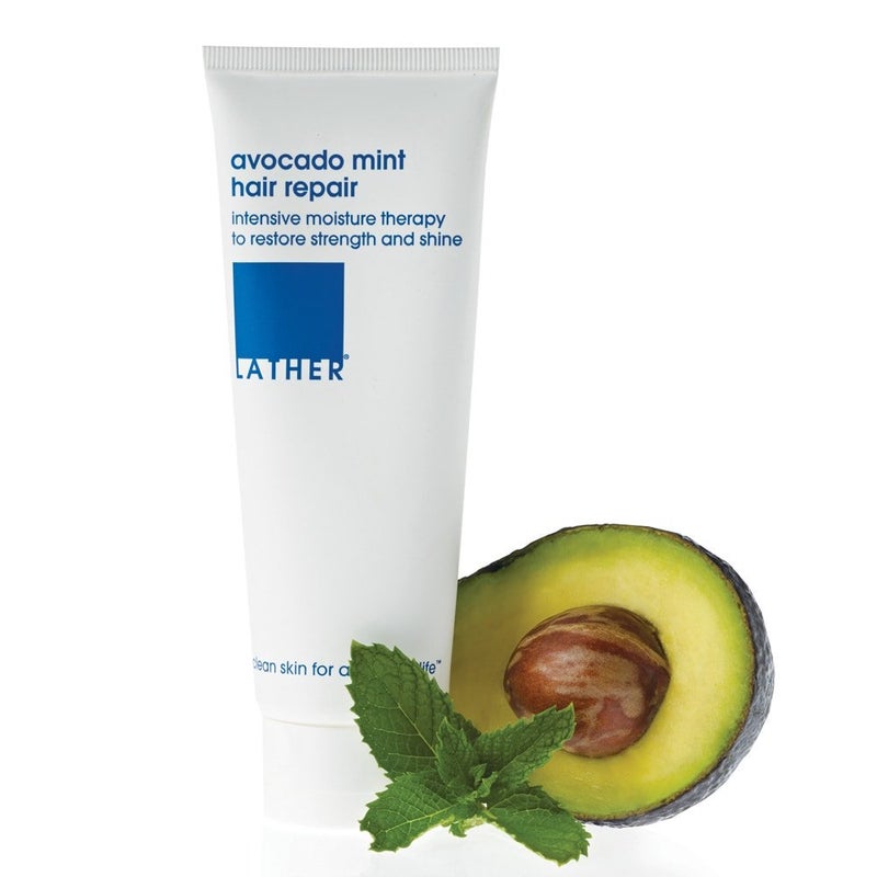 LATHER Avocado Mint Hair Mask Repair Treatment - Deep Conditioning Hair Mask to Smooth, Restore Strength & Shine on Dry or Damaged Hair - Leave In Conditioning Mask - Sulfate Free - 4 Fl Oz Tube - Image 4