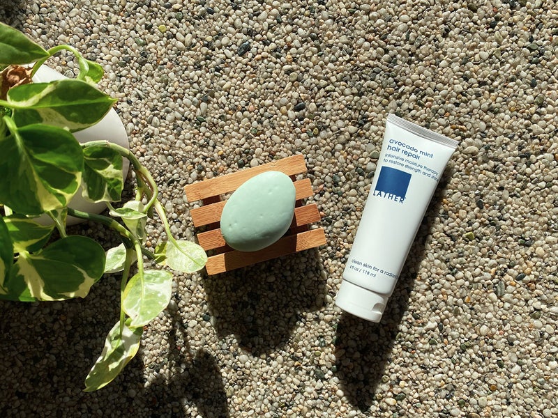 LATHER Avocado Mint Hair Mask Repair Treatment - Deep Conditioning Hair Mask to Smooth, Restore Strength & Shine on Dry or Damaged Hair - Leave In Conditioning Mask - Sulfate Free - 4 Fl Oz Tube - Image 2