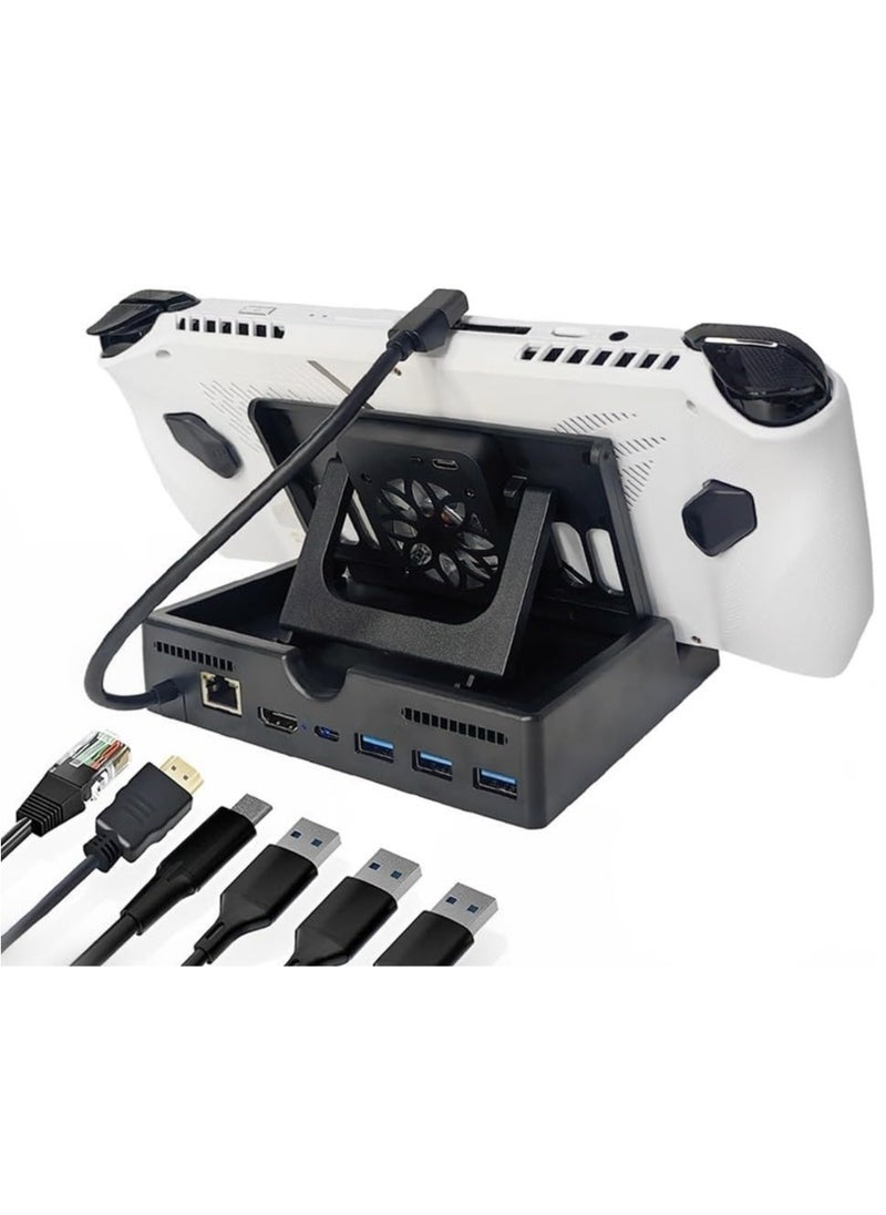 Generic - Docking Station with Cooling Fan for ROG Ally, 6-in-1 Hub Steam Deck, Support PD 3.0 Fast Charging, USB-A 3.0 and Fast Charging USB-C Port - Image 1
