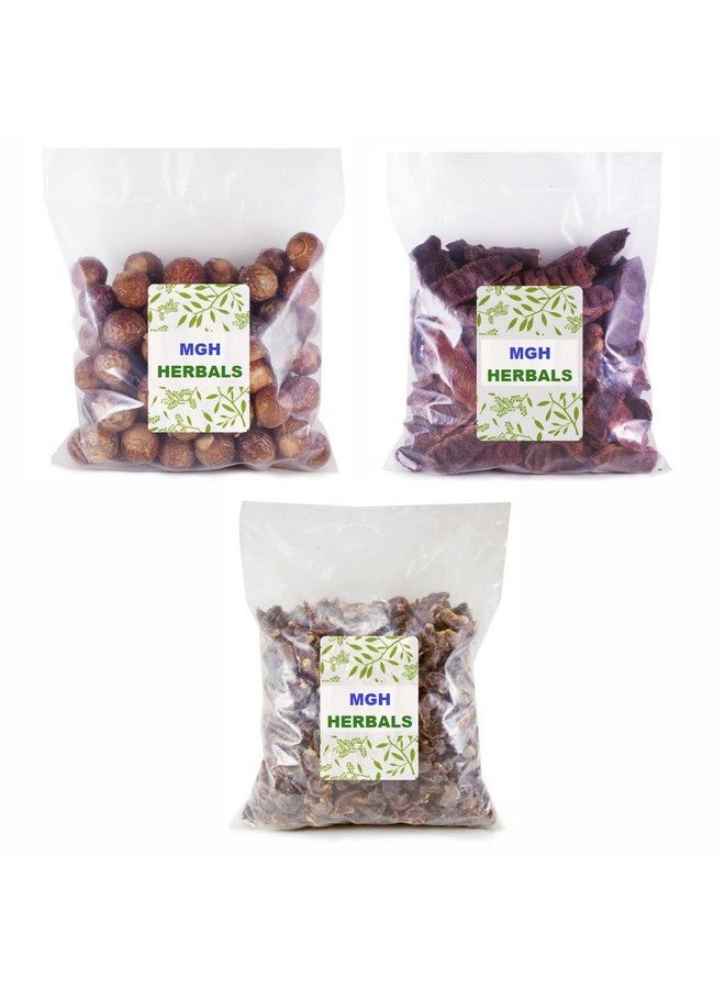 MGH Herbals Organic Whole Dried Amla Reetha Shikakai Raw Form Combo Pack Each 200 G Total 600Gms  - Image 1