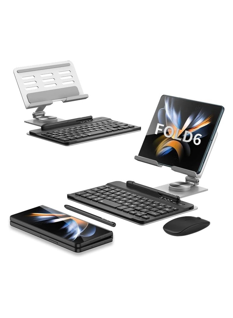 General Folding Bracket Compatible with Samsung Galaxy Z Fold 6 5G Bluetooth keyboard Holder Desk Rotation Stand Desktop for Fold 6 