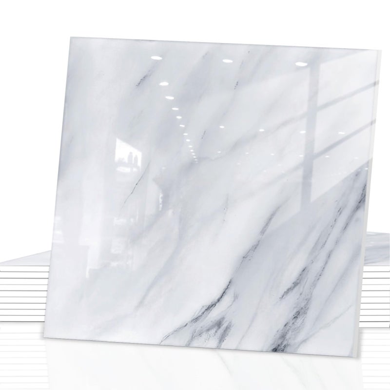 Crystiles Peel and Stick Backsplash Tiles, 10pcs 12"x12" White Marble Wall Tiles, PVC Self Adhesive Wall Panels, Stick on Backsplash for Kitchen, Shower, Bathroom, Living Room - Image 1