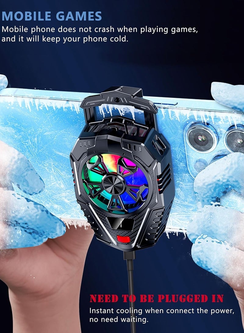 Arabest Portable RGB Phone Cooler Fan, Lightweight Mobile Phone Cooling Radiator with Temperature Display, Silent Semiconductor Cooling for Gaming, Tiktok Live Streaming, Compatible with iPhone, Android, iPad  - Image 1