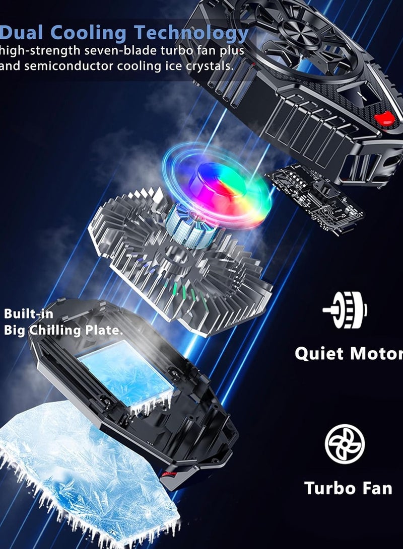 Arabest Portable RGB Phone Cooler Fan, Lightweight Mobile Phone Cooling Radiator with Temperature Display, Silent Semiconductor Cooling for Gaming, Tiktok Live Streaming, Compatible with iPhone, Android, iPad  - Image 3
