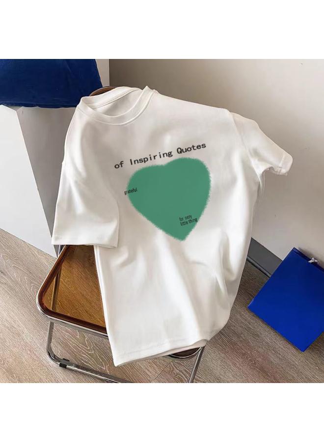VUELO Heavy Cotton Short-sleeved Women's T-shirt Fashion Brand Round Neck Loose All-match Summer Undershirt Top Clothing  - Image 1