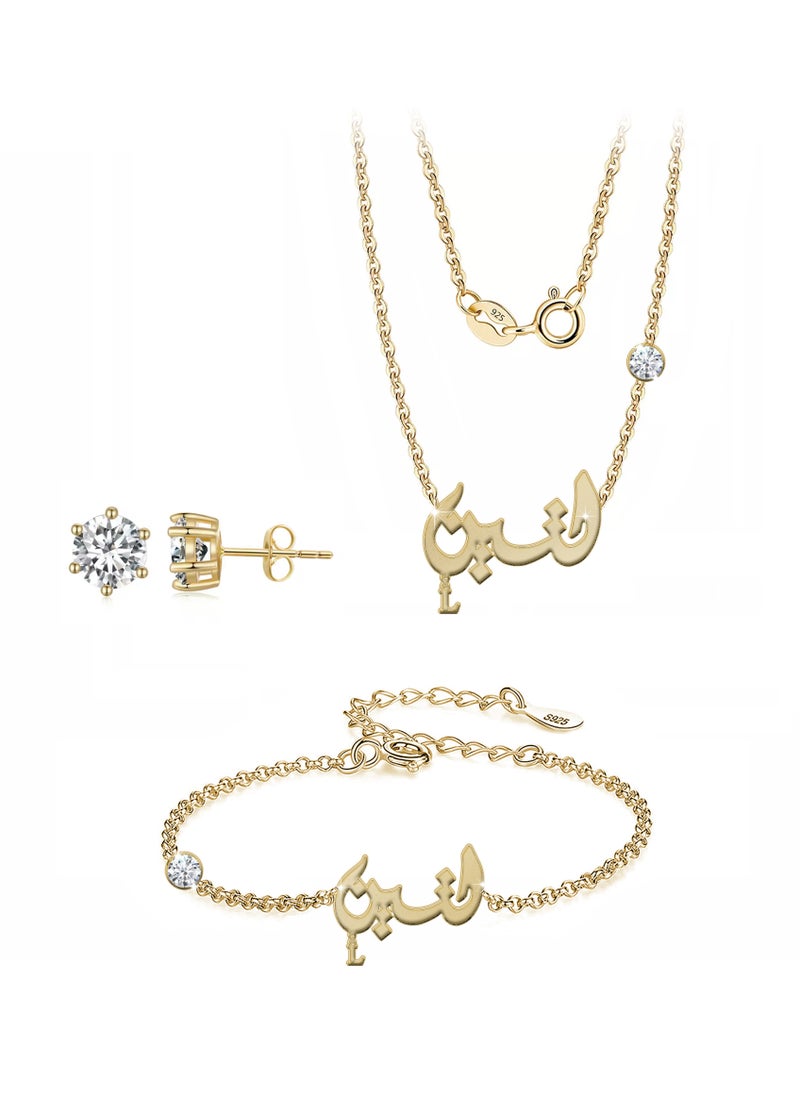 Women's jewelry set made of 925 sterling silver, plated with 21-karat gold, with the name Laten - Image 1