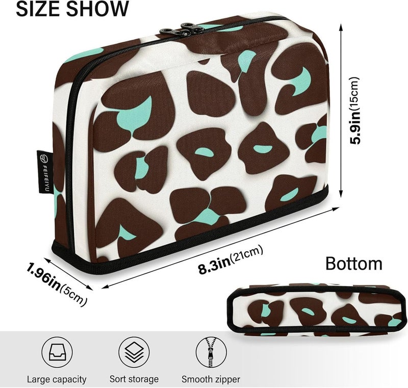 xigua Leopard Spots Zipper Pencil Pouch, Large Pencil Case with Mesh Pocket, Upright Stationery Bag for Pens Pencils & Highlighters, Pen Case for School Supplies, 8.3"x1.96"x5.9" - Image 3
