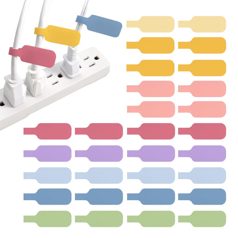 Wrap-It Storage Cable Labels - Medium, Macaron (30-Pack) - Write On Cord Tags for Wire Management and Identification - Image 1