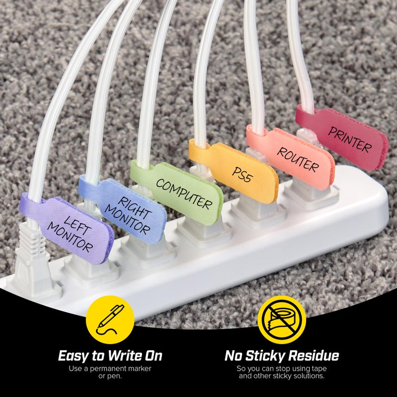 Wrap-It Storage Cable Labels - Medium, Macaron (30-Pack) - Write On Cord Tags for Wire Management and Identification - Image 2
